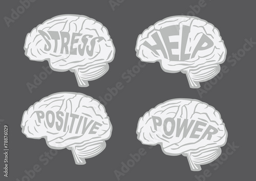Vector illustration of human brains with messages