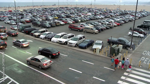 Time Lapse of Busy Parking Lot in Santa Monica