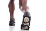 Sportler Füße mit Turnschuhe Sohle Nahaufnahme