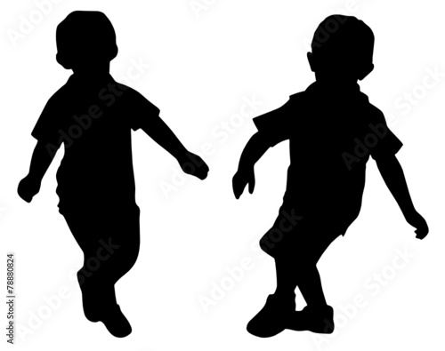 Silhouettes of two little boys who play