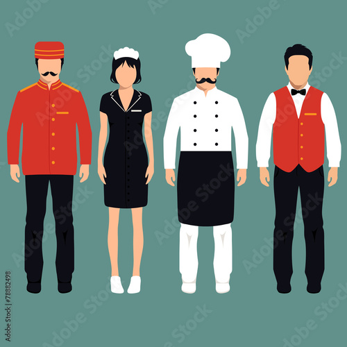 vector icon hotel service profession, cartoon worker uniform,