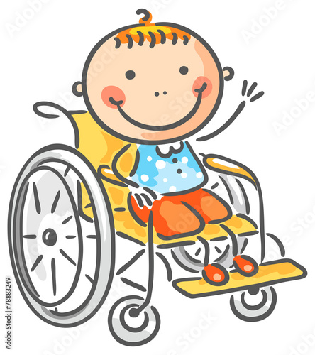 Friendly boy in a wheelchair
