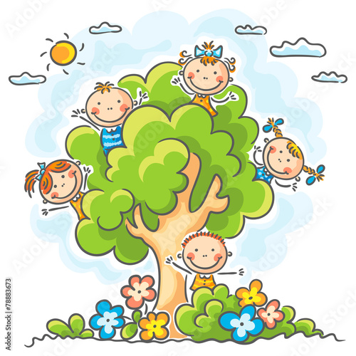 Kids playing in the tree