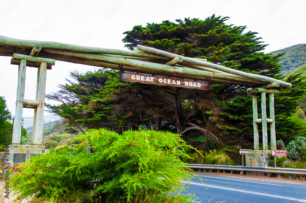 Great Ocean Road memorial arch in Victoria state, Australia. Great Ocean Road memorial arch in Victoria state, Australia.