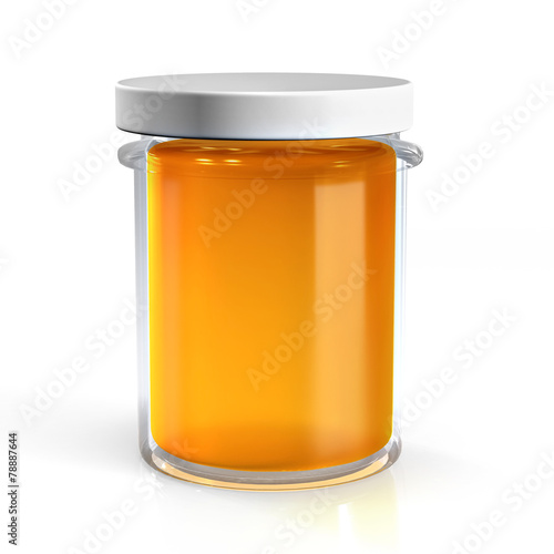 Honey glass jar isolated on white background