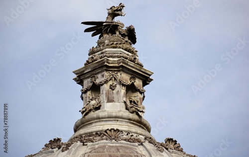 Dragon from Cardiff and cloudy sky