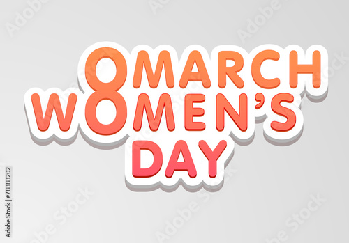 Creative text 8 March, Women's Day on grey background.