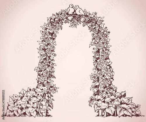 Arch of flowers. Vector sketch