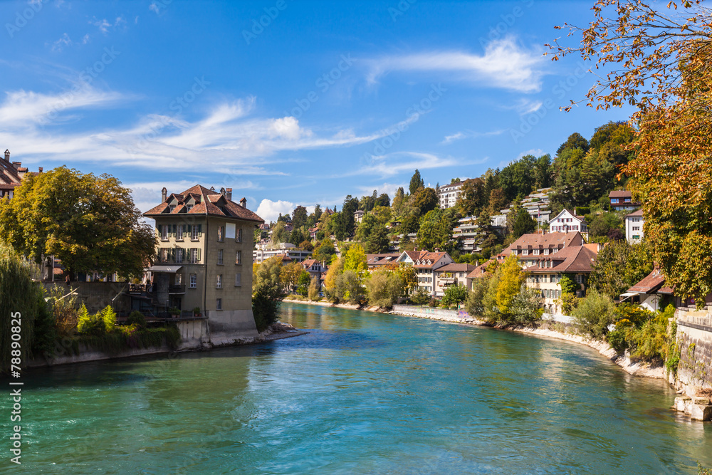 Berne old town and the Aare river