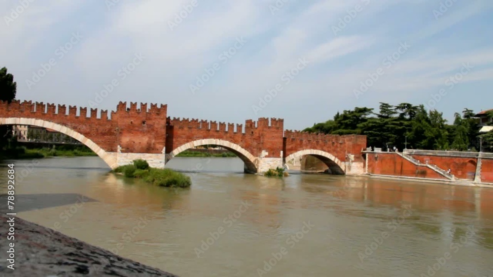 Brick bridge on Adige River in Verona. Italy Brick bridge on Adige River in Verona. Italy