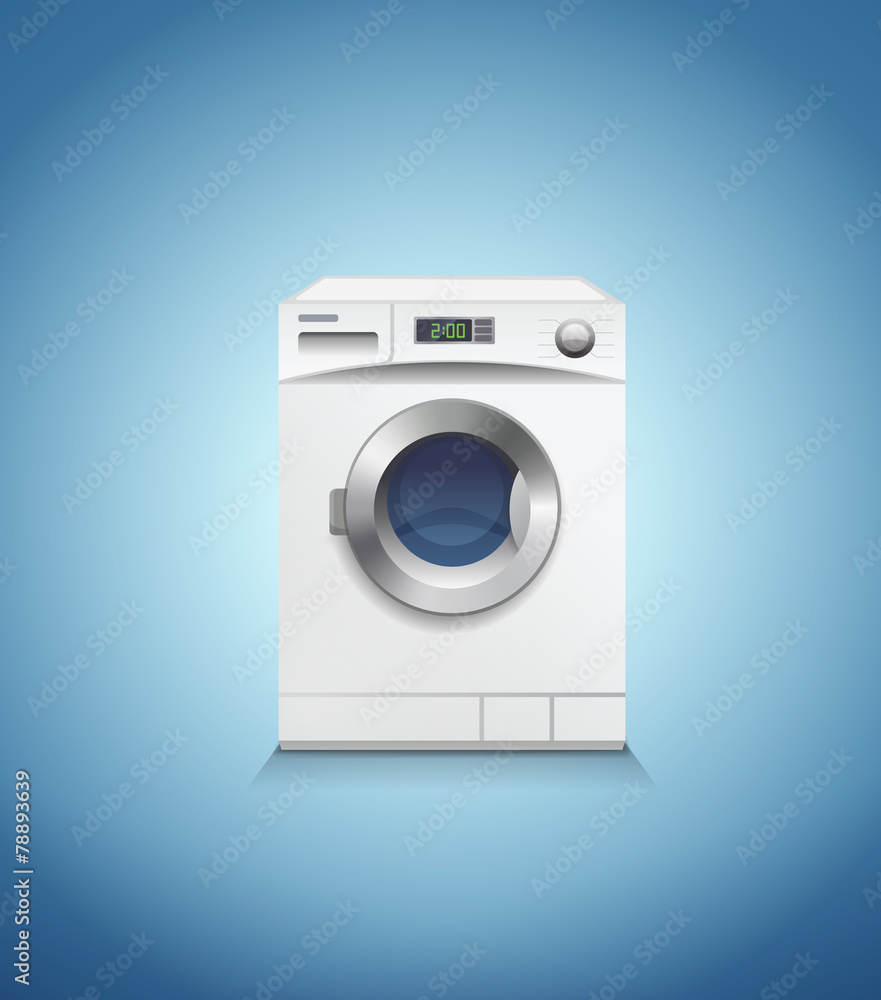 Washing machine on blue, vector