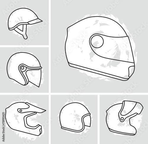Motorcycle helmets vector set