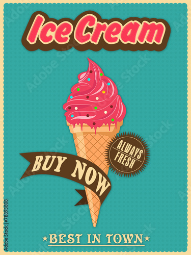 Vintage menu card design for fresh Ice Cream.
