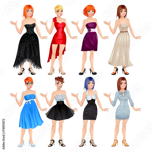 Female avatar with dresses and shoes