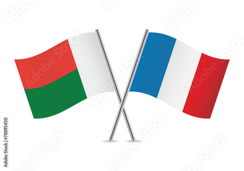 Free Download French and Madagascar flags. Vector illustration. - GFXLoad