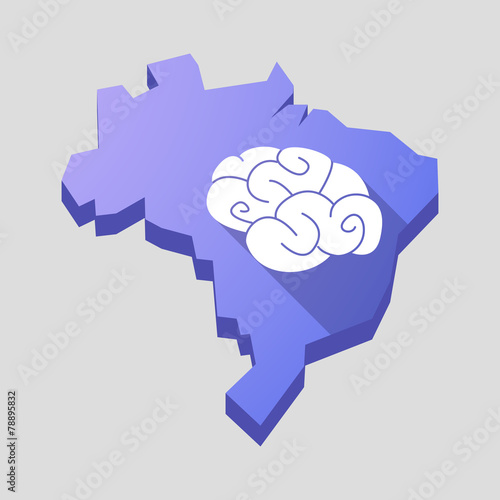 Purple Brazil map with a brain