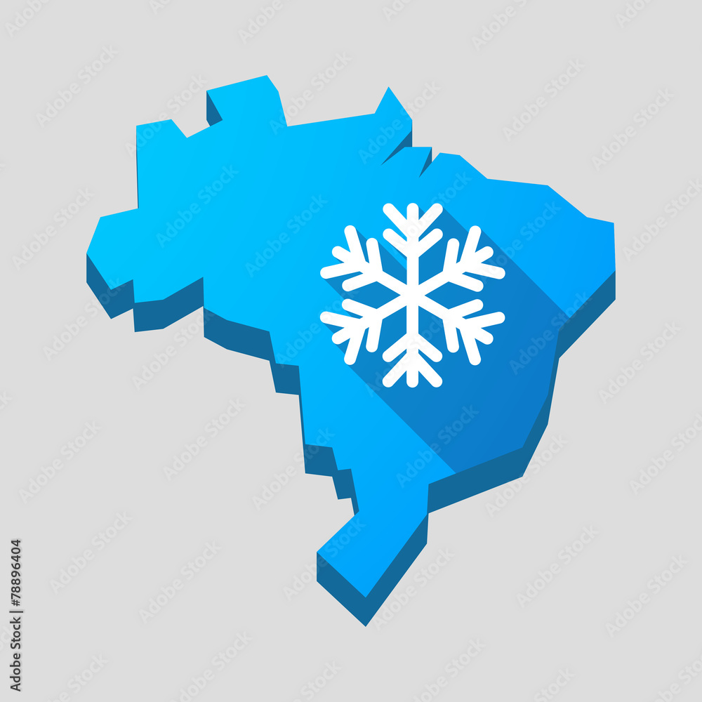 Blue Brazil map with a snow flake Blue Brazil map with a snow flake