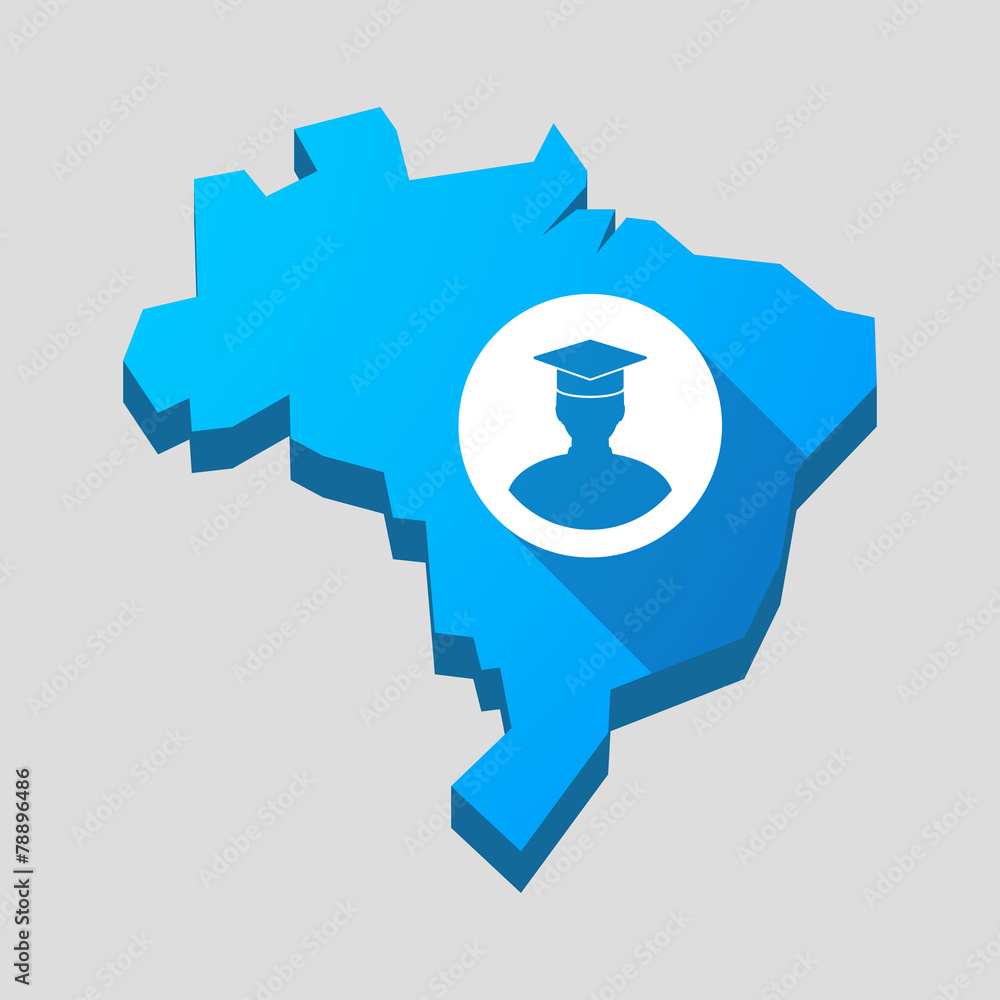 Blue Brazil map with a student avatar Blue Brazil map with a student avatar