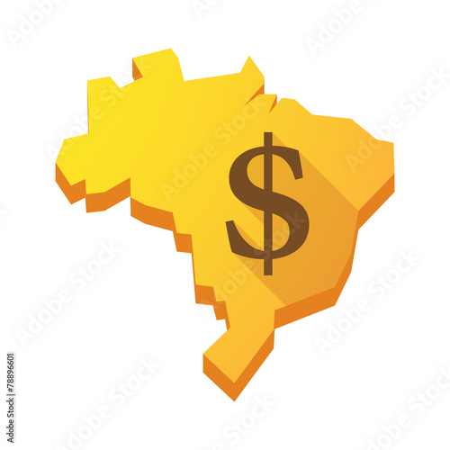 Yellow Brazil map with a dollar sign