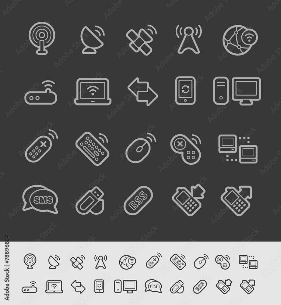 Wireless Communications Icons -- Black Line Series Wireless Communications Icons -- Black Line Series