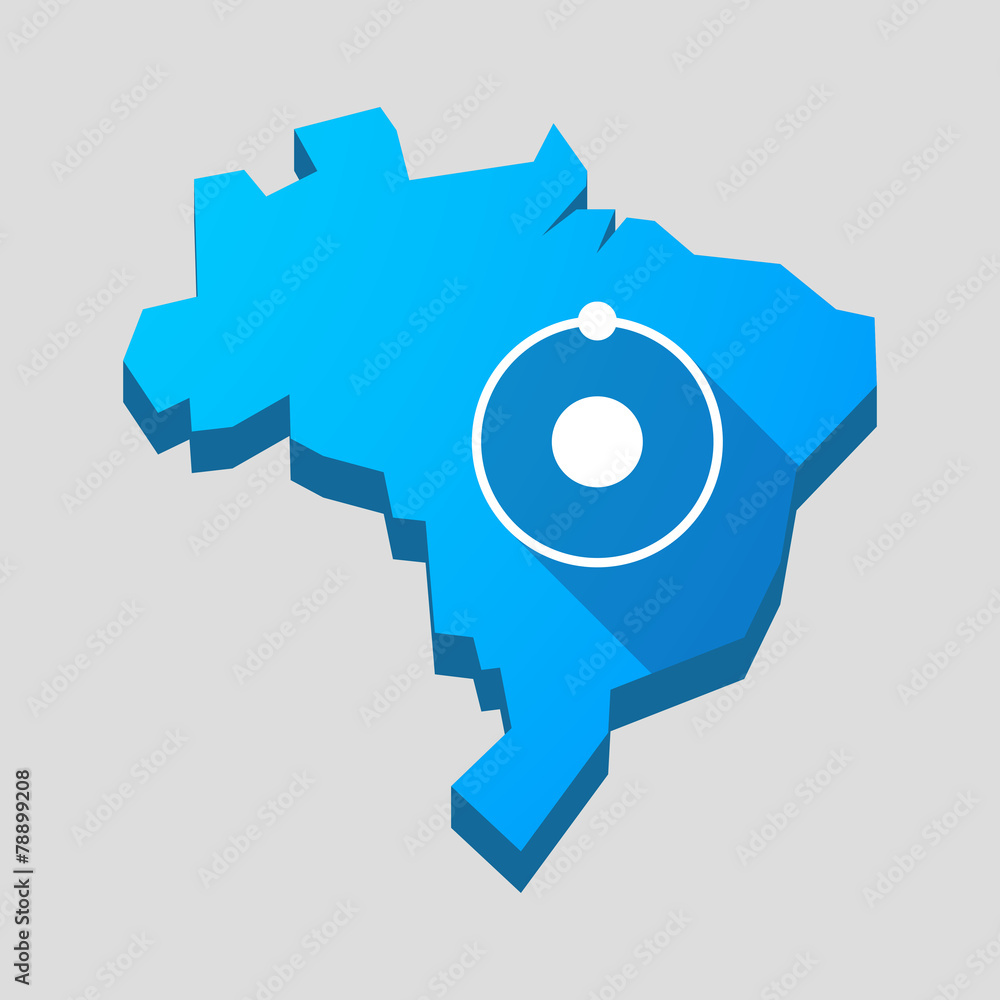 Blue Brazil map with an atom Blue Brazil map with an atom
