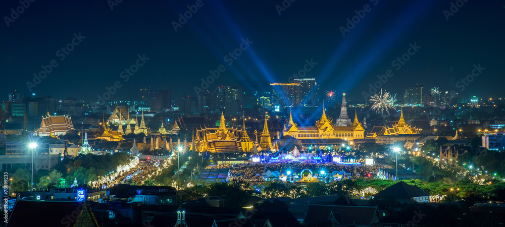 Fototapeta premium Panorama view at Sanam Luang and Grand palace, 5 December 2014