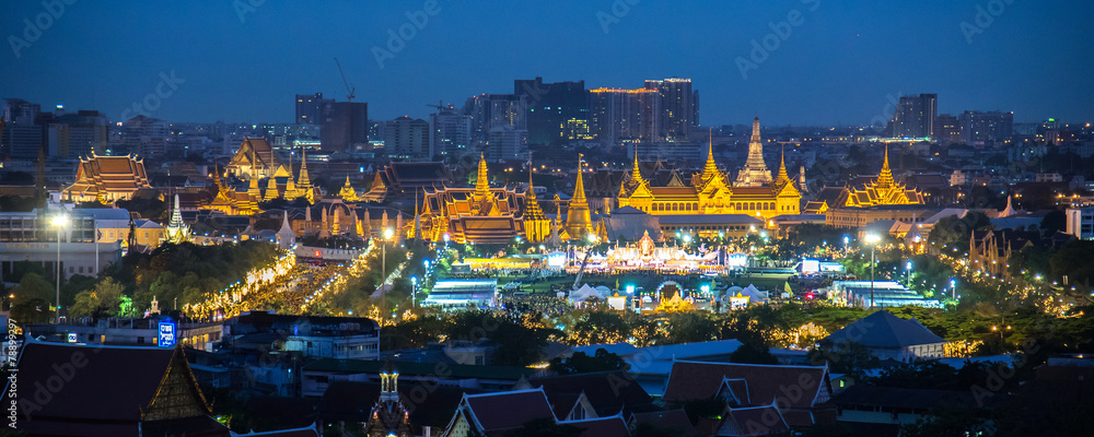 Panorama view at Sanam Luang and Grand palace, 5 December 2014