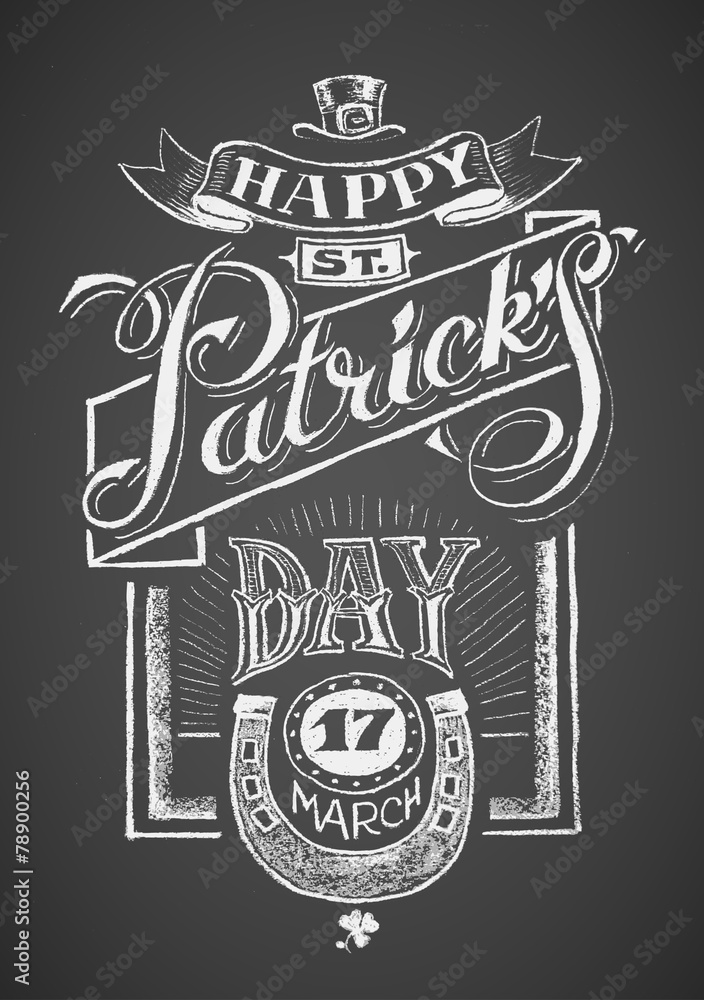 Obraz premium Happy St. Patrick's Day. Chalkboard