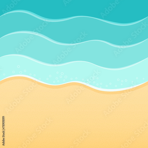 Summer sea beach background, waves and sand. 