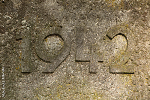 Year 1942 carved in the stone. The years of World War II.