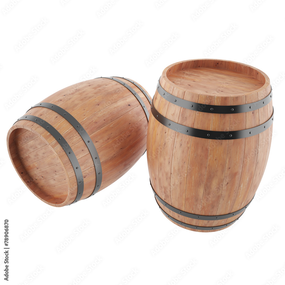 Obraz premium Two wine, whiskey, beer, rum barrels.