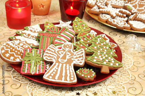 Christmas gingerbread cookies decorated