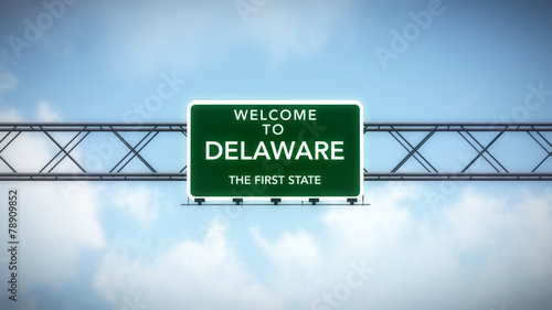 Delaware USA State Welcome to Highway Road Sign photo