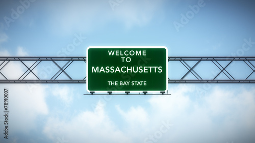 Massachusetts USA State Welcome to Highway Road Sign