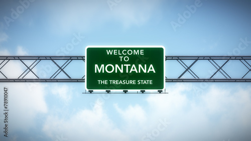 Montana USA State Welcome to Highway Road Sign