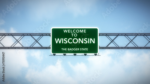 Wisconsin USA State Welcome to Highway Road Sign photo