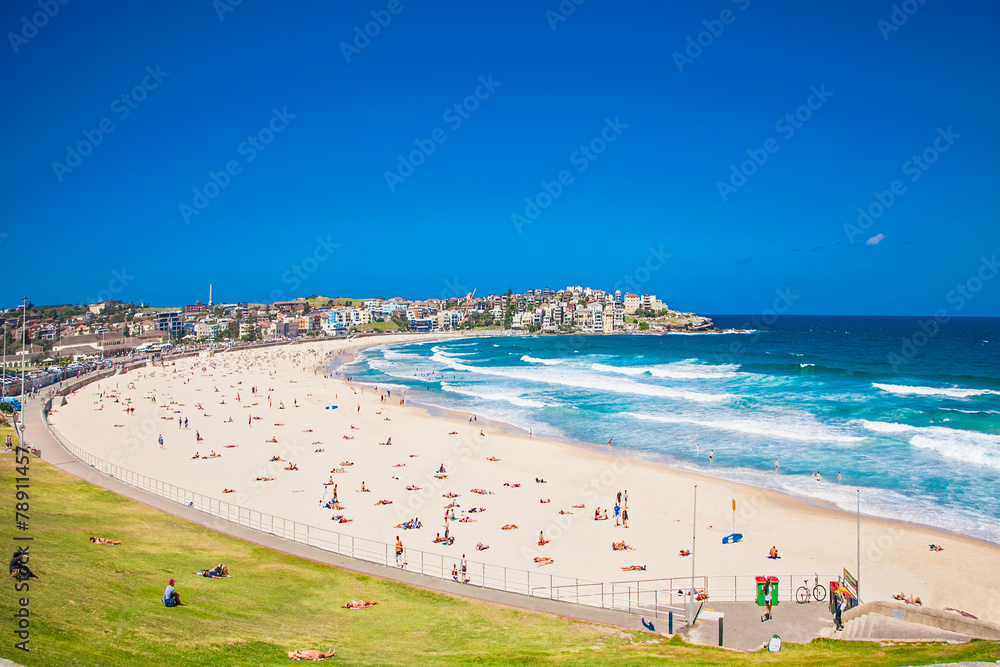 Fototapeta premium People relaxing on the Bondi beach in Sydney, Australia.