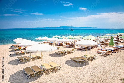 Beautiful Hanioti beach on Kasandra peninsula, Greece.