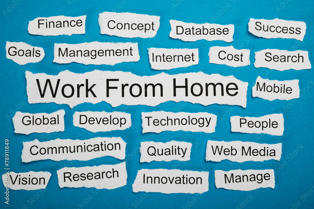 Work From Home Text On Piece Of Torn Paper