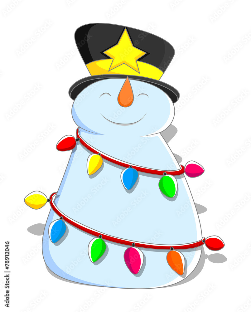 Happy Snowman with Decorative Lights Happy Snowman with Decorative Lights