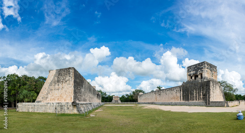Huge Panorama of Mayan Ball Game Field. at chichen Itza, Traveli