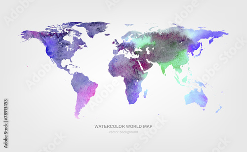 Obraz na płótnie Mapa świata akwarela