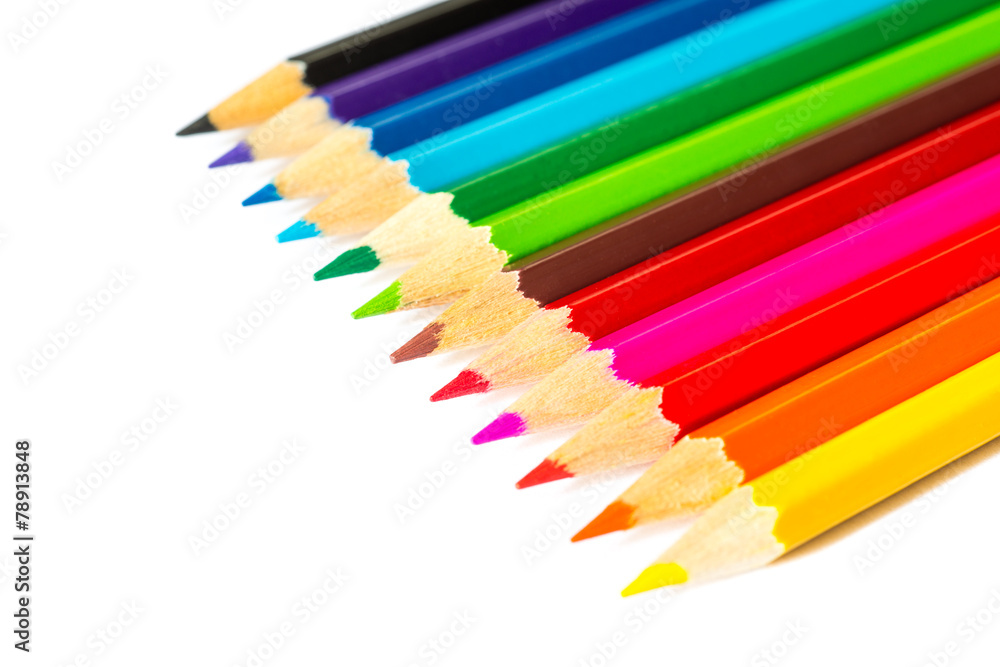 Colored pencils on an isolated background Colored pencils on an isolated background