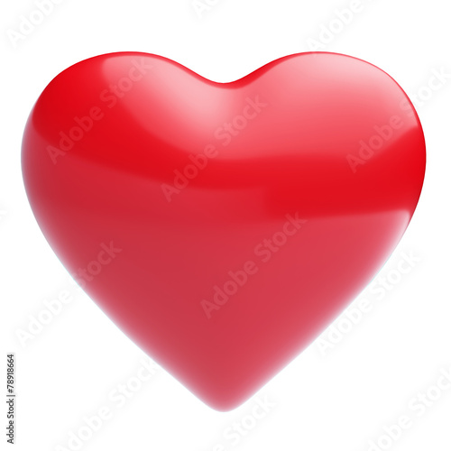 Isolated heart on shiny white background. High resolution 3D