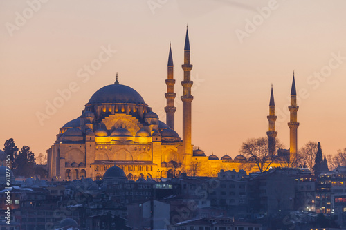 Suleymaniye mosque in the evening, Istanbul