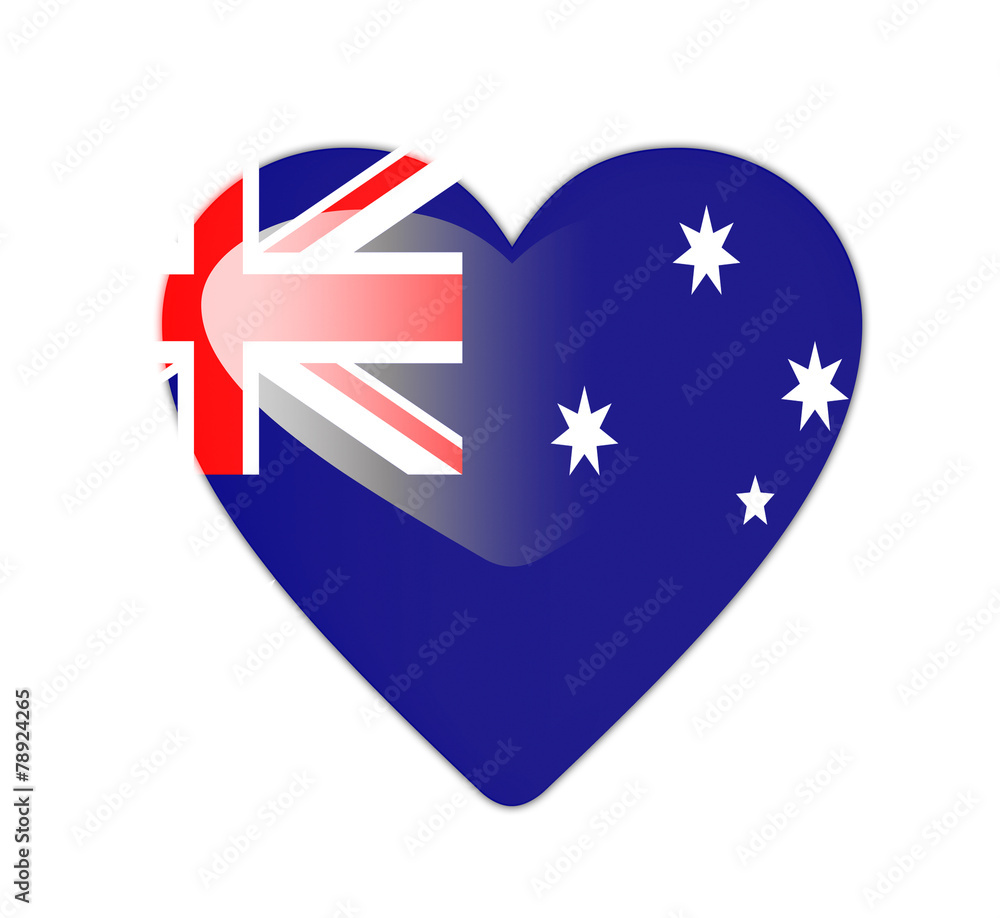 Australia 3D heart shaped flag