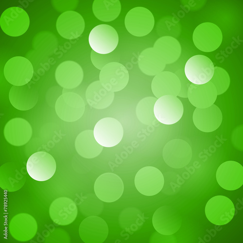 Abstract green vector background with realistic bokeh lights