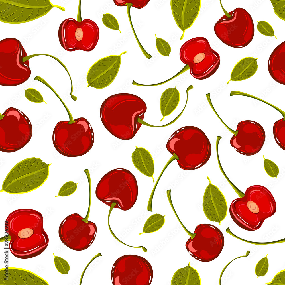 Seamless pattern various juicy fruit cherry vector Seamless pattern various juicy fruit cherry vector