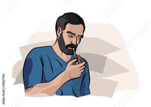 Man smokes, vector illustration