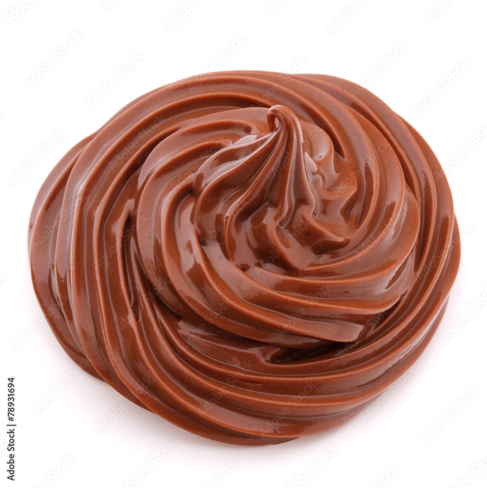 Chocolate cream swirl isolated on white background cutout Chocolate cream swirl isolated on white background cutout